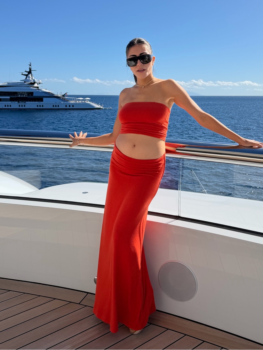 LESET Orange Knit Skirt Set - Vibrant Orange